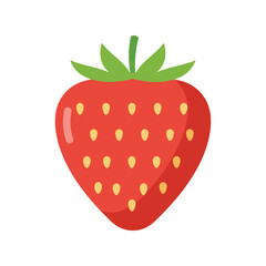 Obraz premium Red ripe strawberry vector illustration fresh fruit healthy food summer berry sweet dessert isolated eps graphic