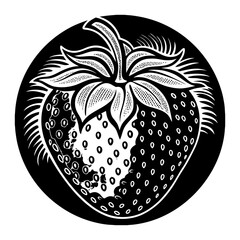 Strawberry Black white background.
