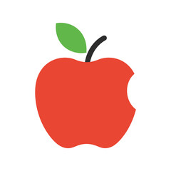 Red apple with bite mark vector illustration healthy food fruit icon isolated graphic