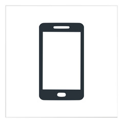 Dark gray smartphone icon with blank screen and rounded corners mobile phone device