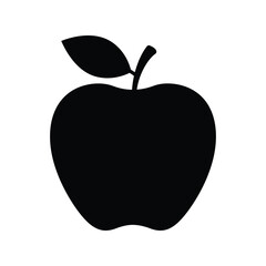Black apple silhouette illustration simple fruit icon healthy food graphic isolated vector art
