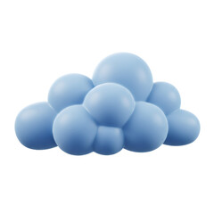 3D rendering of a simple light blue cloud isolated on transparent background