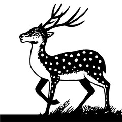 Fototapeta premium Vector illustration of a wild deer silhouette with prominent antlers, perfect for nature and animal themes