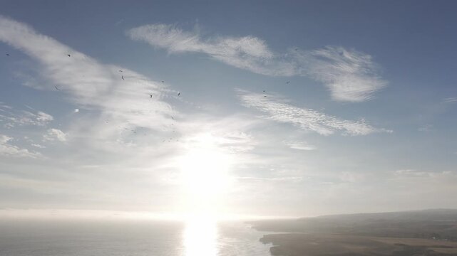 Santa Cruz RAW Aerial Drone Sky with Birds in DLOG / DNG &ndash; Stable Shot for Editing Practice