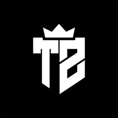 TZ Vector image of a shield with a sharp geometric style and a pointed crown