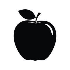 Black apple silhouette vector illustration fresh fruit icon healthy food graphic isolated eps