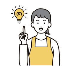 ひらめきの主婦イラスト