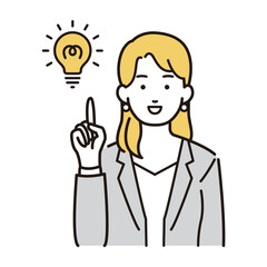 ひらめきのビジネスウーマンイラスト