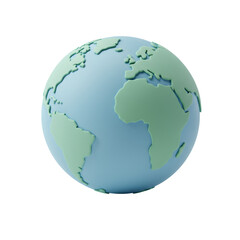 Naklejka premium 3D Globe Rendered Earth Illustration With Blue And Green Color On Transparent Background