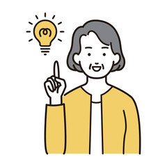 ひらめきのシニア女性イラスト
