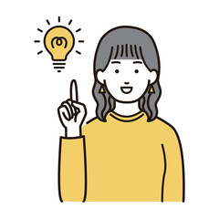 ひらめきの女性イラスト
