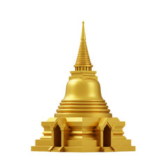 Golden Architectural Structure Depicting Buddhist Temple Isolated On Transparent Black Background