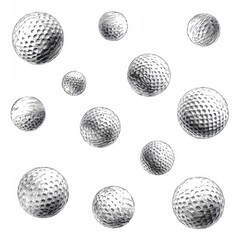 Golf Balls Flying. Set of Golf Balls in Motion for Sport and Exercise Activities