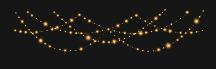 Transparent PNG. Golden festoon lights in glowing style for winter celebration. © Виктория Проскурина