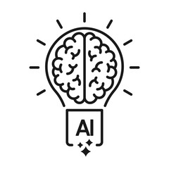 Artificial intelligence brain bulb ai technology creative idea icon for infographic and app