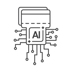 Artificial intelligence ai payment card chip fintech banking technology icon for digital finance