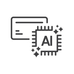 Artificial intelligence ai payment card chip fintech banking technology icon for digital finance