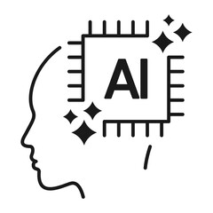 Artificial intelligence ai chip head brain technology human face icon for digital concept design