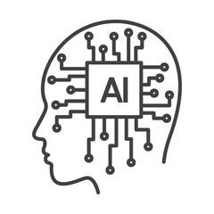 Artificial intelligence ai chip head brain technology human face icon for digital concept design