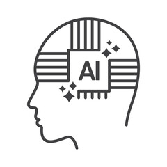 Artificial intelligence ai chip head brain technology human face icon for digital concept design