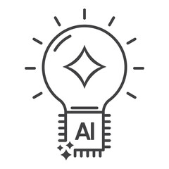 Artificial intelligence ai light bulb chip technology innovation idea icon for digital concept