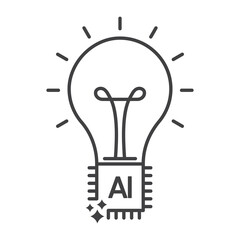 Artificial intelligence ai light bulb chip technology innovation idea icon for digital concept