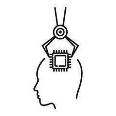 Artificial intelligence ai robotic arm chip brain head technology innovation icon for digital concept