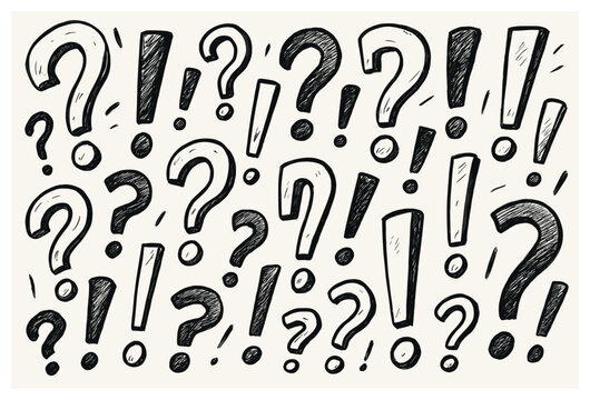 Expressive punctuation marks vector: artistic question marks and exclamation points design