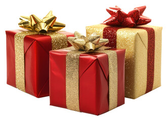 Obraz premium PNG Festive Christmas gifts festive gold red.