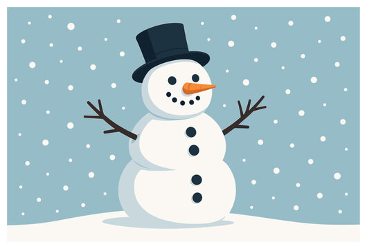 Whimsical snowman vector: enchanting winter illustration for holiday cheer