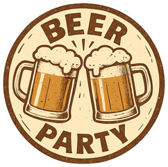 Beer party celebration vector: cheers with beer mugs, oktoberfest, festive drink design