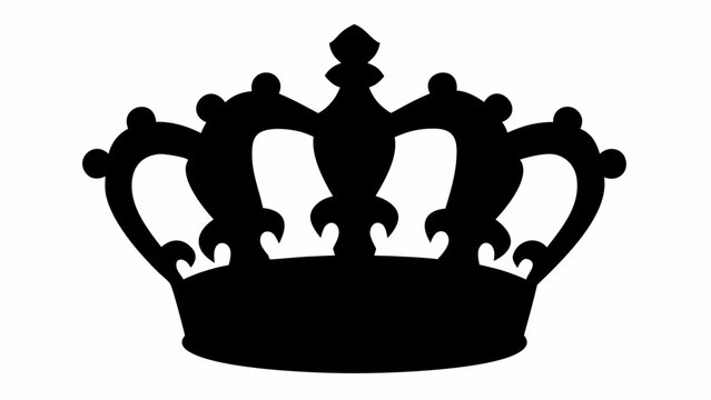 Silhouette of an ornate crown with decorative elements and pointed tips against a white background view image