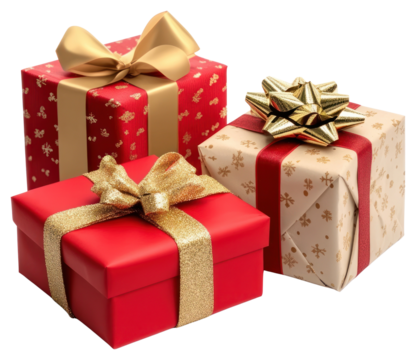 PNG Festive Christmas gifts christmas festive gold. - Powered by Adobe