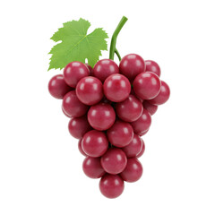 Fototapeta premium Isolated Bunch Of Ripe Red Grapes With Green Leaf Showing Details On Black Background