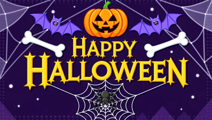 The happy halloween greeting card with an illustration for children