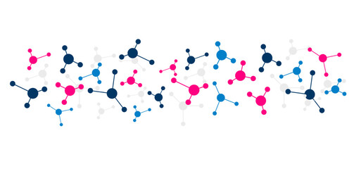 chimica, particelle, atomi, molecole, sfondo bianco