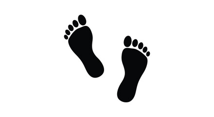 A pair of black footprints on a white background walking forward together