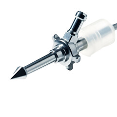 Close up of a medical endoscope tip with focus on precision engineering and advanced technology for minimally invasive procedures