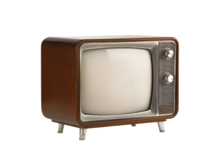 Vintage wooden retro television set with antenna knobs and legs