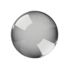 光沢のある透明なガラス球体 黒背景の輝く反射3Dレンダリング