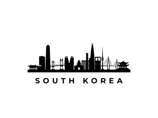 Vector South Korea skyline. Travel South Korea famous landmarks. Business and tourism concept for presentation, banner, web site.