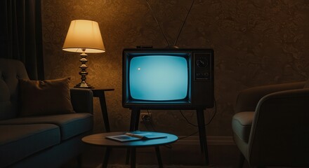 Retro Television in Cozy Vintage Living Room – Nostalgic Media Concept for World Television Day