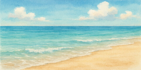 Obraz premium Tropical beach with blue sky and clouds over turquoise sea