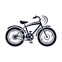 Bicycle icon in minimalist style with black outline and wheels  