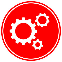 Diese PNG-Datei zeigt drei weiße Zahnräder auf einem roten Hintergrund. Die Zahnräder symbolisieren Einstellungen, Einstellung, Konfiguration, Automatisierung, Technologie und industrielle Prozesse.