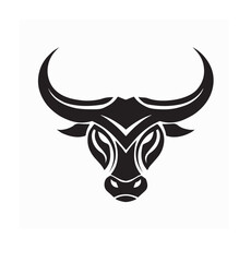 Simple bull logo black and white vector illustration on white background