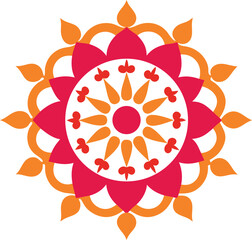 Vibrant circular decorative rangoli pattern vector scalable for festive indian art designs