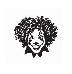 Female clown character with curly hair for fun events and celebrations vector illustration 