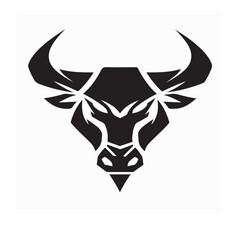 Simple bull logo black and white vector illustration on white background