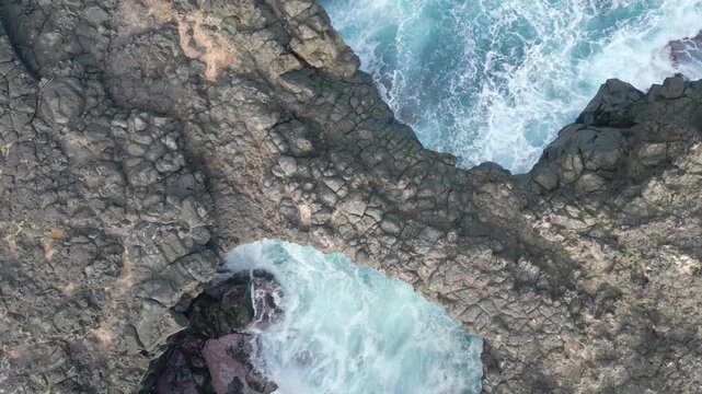 Mauritius - Le Bouchon - Slow rotating top down view on Pont Naturel